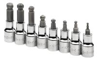 20K841 Socket Set, 3/8 Dr, Metric, Ball Hex, 8 Pc