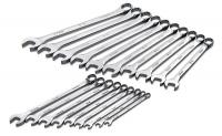 21A246 Combo Wrench Set, Long, Chrome, 6-24mm, 19Pc