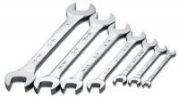 21A258 Open End Wrench Set, 15 Deg, 1/4-1 in., 7Pc