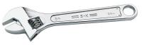 21A456 Adjustable Wrench, 12-1/4 in, Chrome, Plain