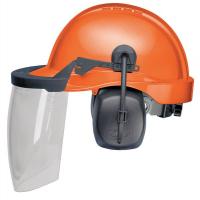 21C997 Loggers Helmet, Ventilated, Orange, NRR 25