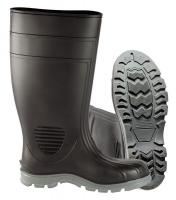 21DK93 Boots, Plain Toe, PVC, 15 in, Black, Sz 4, PR