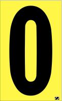 21JC80 Number Label, 0, Black/Yellow, PK 25