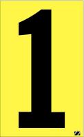 21JC81 Number Label, 1, Black/Yellow, PK 25
