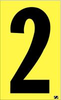 21JC82 Number Label, 2, Black/Yellow, PK 25