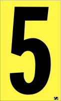 21JC85 Number Label, 5, Black/Yellow, PK 25