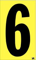 21JC86 Number Label, 6, Black/Yellow, PK 25