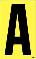 21JC90 Letter Label, A, Black/Yellow, PK 25