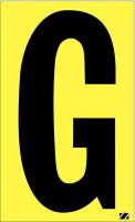 21JC96 Letter Label, G, Black/Yellow, PK 25