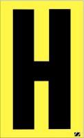 21JC97 Letter Label, H, Black/Yellow, PK 25