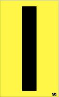 21JC98 Letter Label, I, Black/Yellow, PK 25