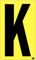 21JD01 Letter Label, K, Black/Yellow, PK 25