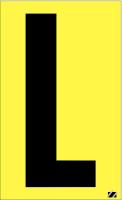 21JD02 Letter Label, L, Black/Yellow, PK 25