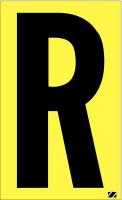 21JD08 Letter Label, R, Black/Yellow, PK 25