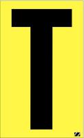 21JD10 Letter Label, T, Black/Yellow, PK 25