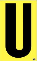 21JD11 Letter Label, U, Black/Yellow, PK 25