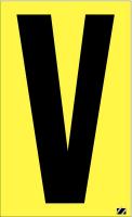 21JD12 Letter Label, V, Black/Yellow, PK 25
