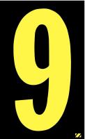 21JD26 Number Label, 9, Yellow/Black, PK 25