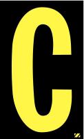 21JD29 Letter Label, C, Yellow/Black, PK 25