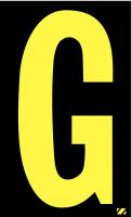 21JD33 Letter Label, G, Yellow/Black, PK 25