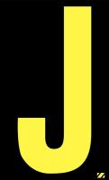 21JD36 Letter Label, J, Yellow/Black, PK 25