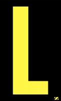 21JD38 Letter Label, L, Yellow/Black, PK 25