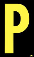 21JD42 Letter Label, P, Yellow/Black, PK 25