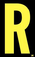 21JD44 Letter Label, R, Yellow/Black, PK 25