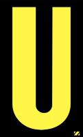 21JD47 Letter Label, U, Yellow/Black, PK 25