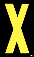 21JD50 Letter Label, X, Yellow/Black, PK 25