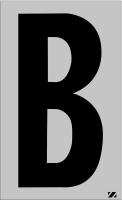 21JD64 Letter Label, B, Black/Silver, PK 25