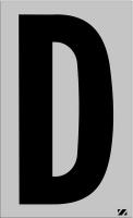 21JD66 Letter Label, D, Black/Silver, PK 25