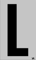 21JD74 Letter Label, L, Black/Silver, PK 25