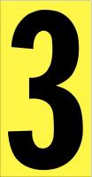 21JE29 Number Label, 3, Black/Yellow