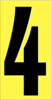 21JE30 Number Label, 4, Black/Yellow