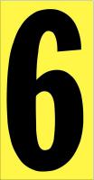 21JE32 Number Label, 6, Black/Yellow