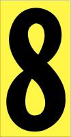 21JE34 Number Label, 8, Black/Yellow