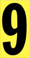 21JE35 Number Label, 9, Black/Yellow