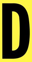 21JE39 Letter Label, D, Black/Yellow