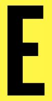 21JE40 Letter Label, E, Black/Yellow