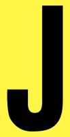 21JE45 Letter Label, J, Black/Yellow