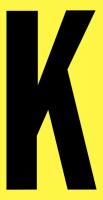 21JE46 Letter Label, K, Black/Yellow