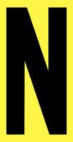 21JE49 Letter Label, N, Black/Yellow