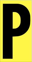 21JE51 Letter Label, P, Black/Yellow