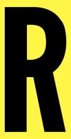 21JE53 Letter Label, R, Black/Yellow