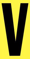 21JE57 Letter Label, V, Black/Yellow