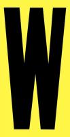 21JE58 Letter Label, W, Black/Yellow