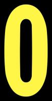 21JE62 Number Label, 0, Yellow/Black