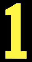 21JE63 Number Label, 1, Yellow/Black