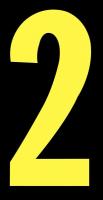 21JE64 Number Label, 2, Yellow/Black